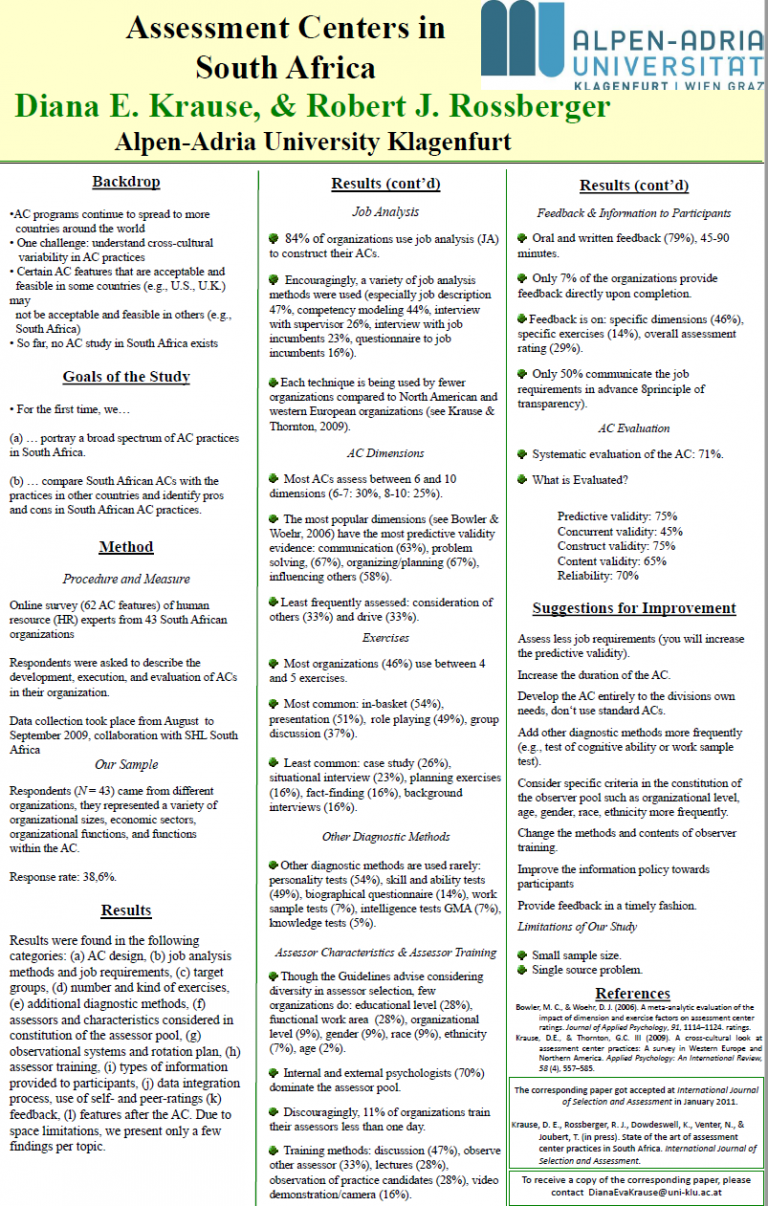 Poster-Cover zu Assessment Centers in South Africa, 2011