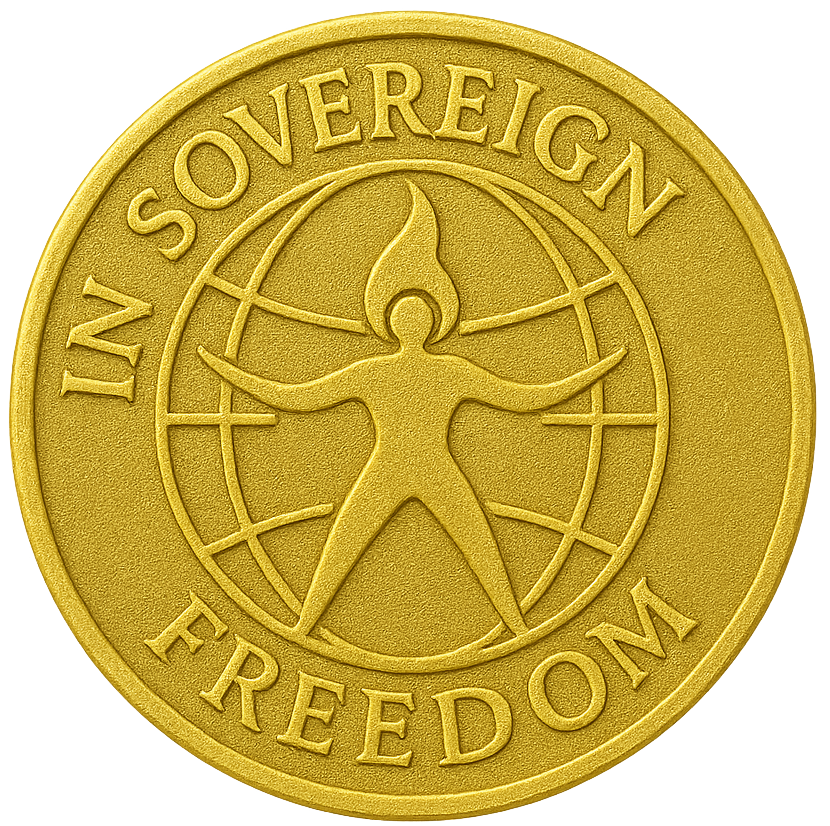 Zugeschnittenes goldenes Souveränitäts-Medaillon als Website-Icon