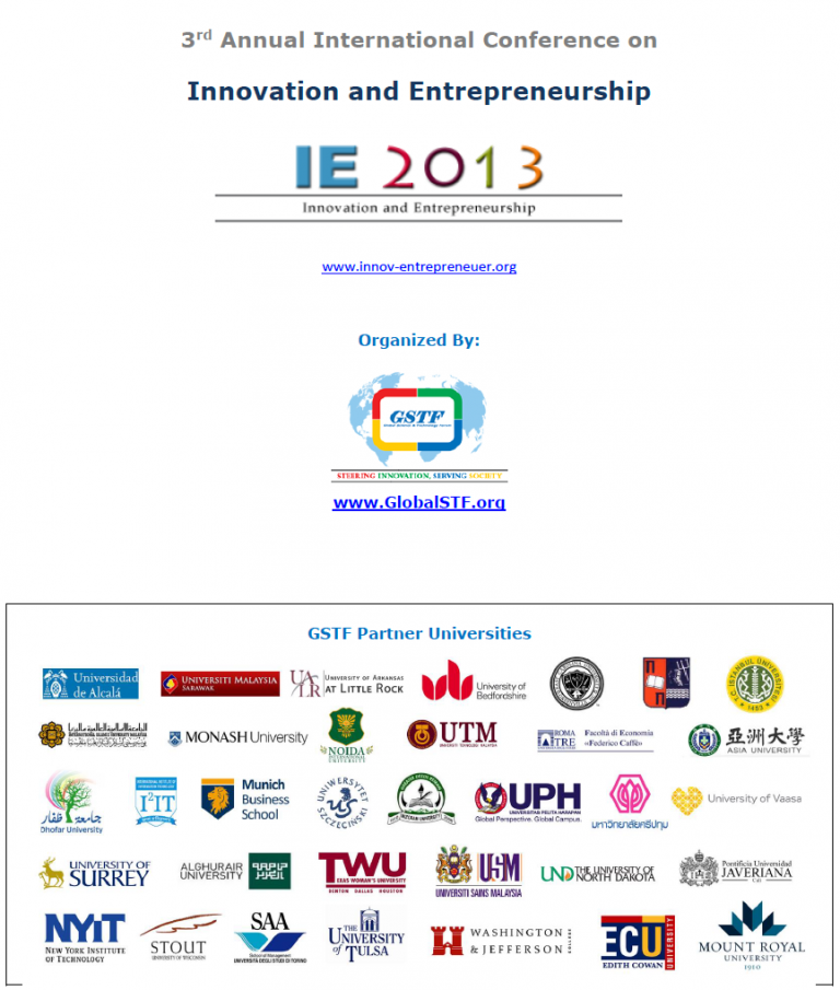 Konferenz-Cover zu Innovation and Entrepreneurship, 2013